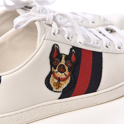 Gucci Calfskin Web Bosco Embroidered Ace Sneakers 38.5 White Green 17 of 18