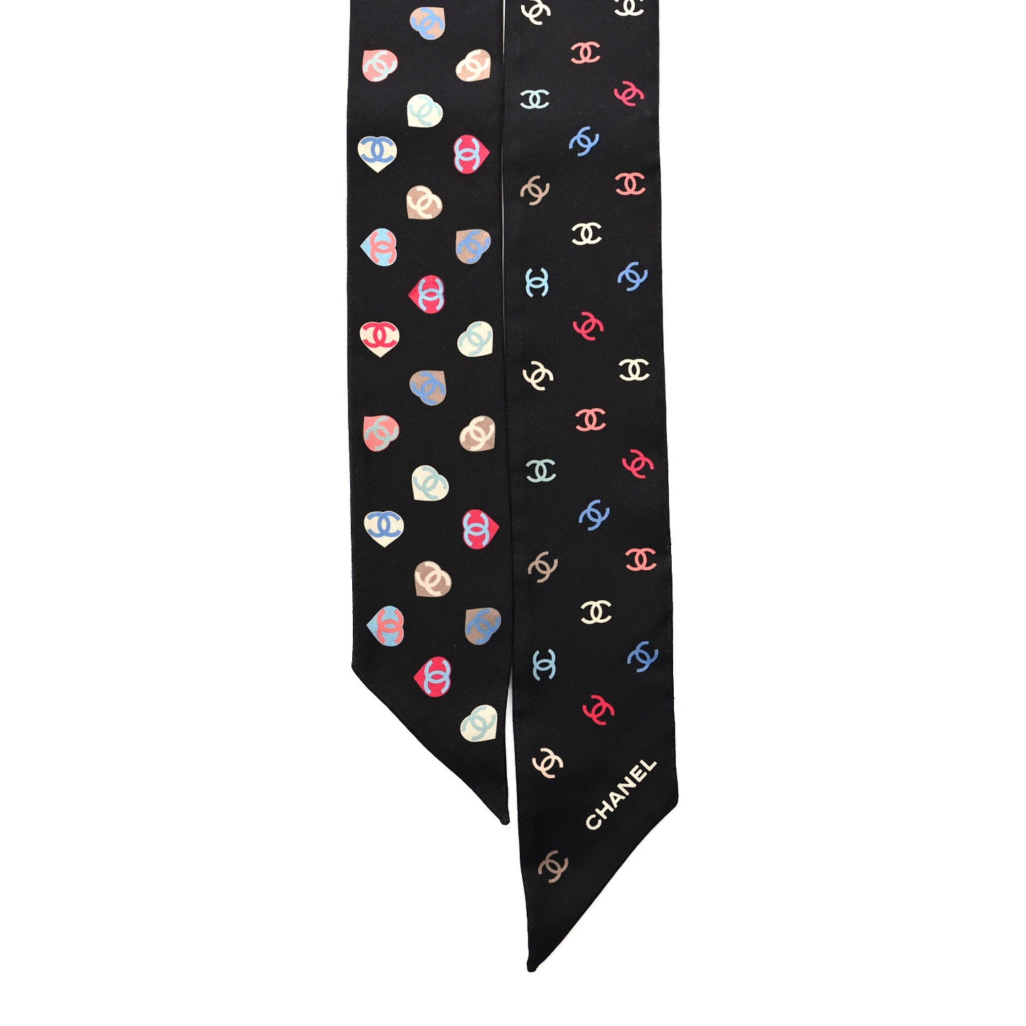 Silk Heart CC Slim Bandeau Scarf Black