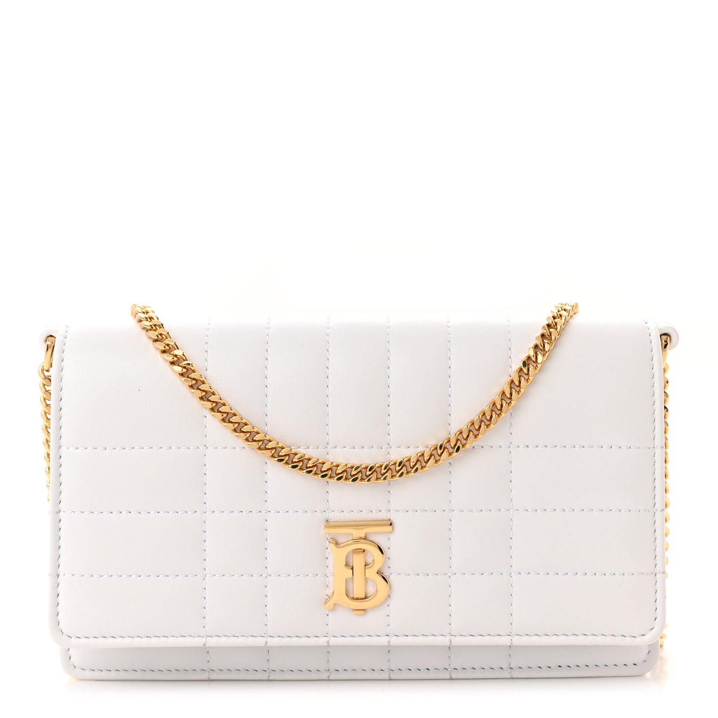 Lambskin Quilted Lola Clutch On Chain White