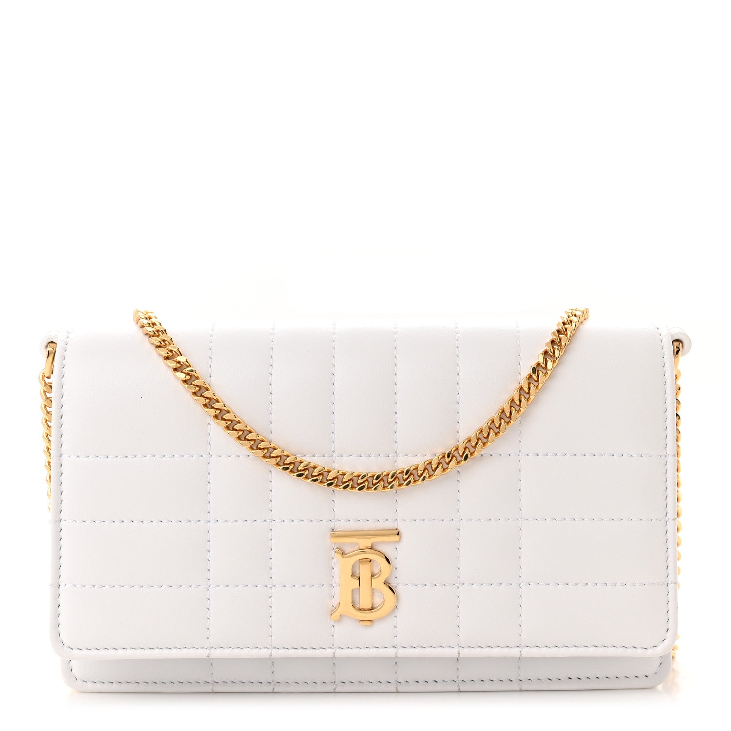 Burberry Lambskin Quilted Lola Clutch On Chain White 1 of 11