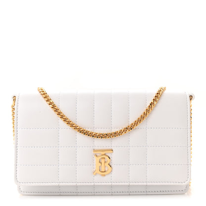 Burberry Lambskin Quilted Lola Clutch On Chain White 1 of 11