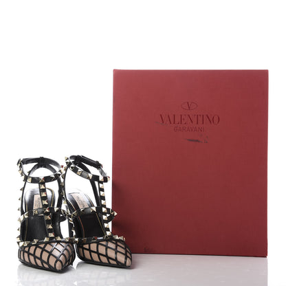 Valentino Garavani Calfskin Nappa Boudoir Rockstud Ankle Strap 100mm Pumps 37 Rose Cannelle Black 10 of 10