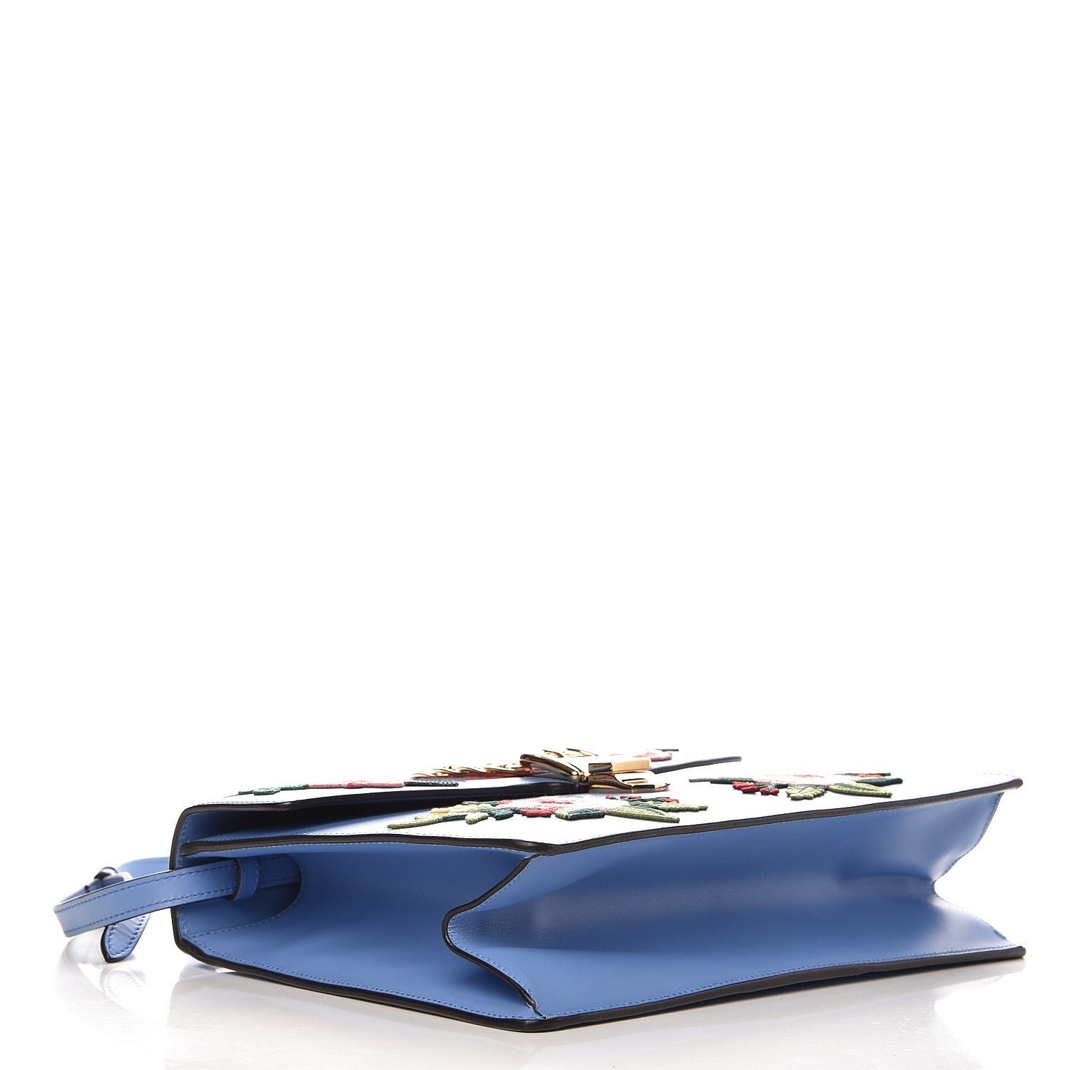 Gucci Calfskin Embroidered Medium Sylvie Top Handle Bag Clear Sky Blue 5 of 8