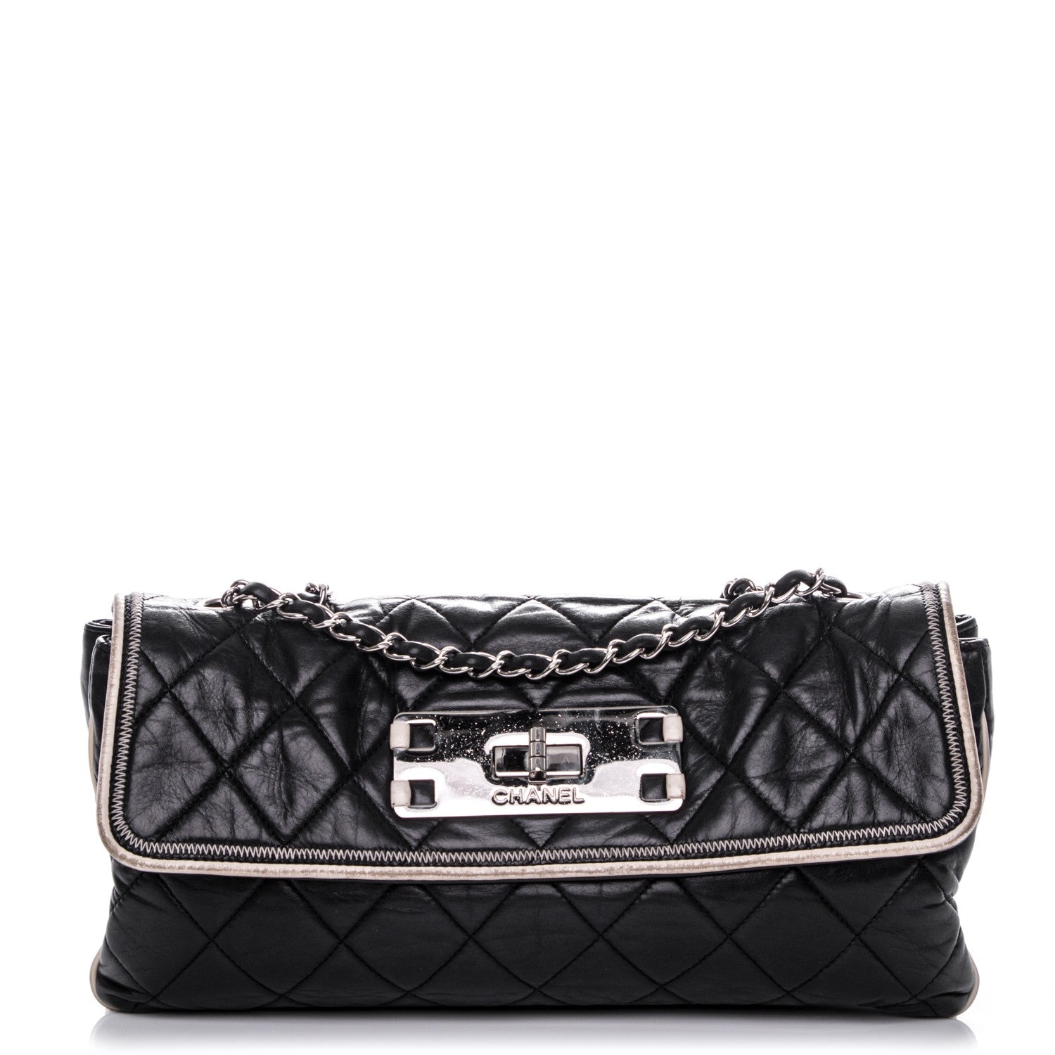 Chanel Lambskin East West Accordion Flap Black 1 of 10