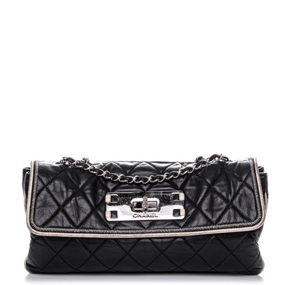 Chanel Lambskin East West Accordion Flap Black 1 of 10