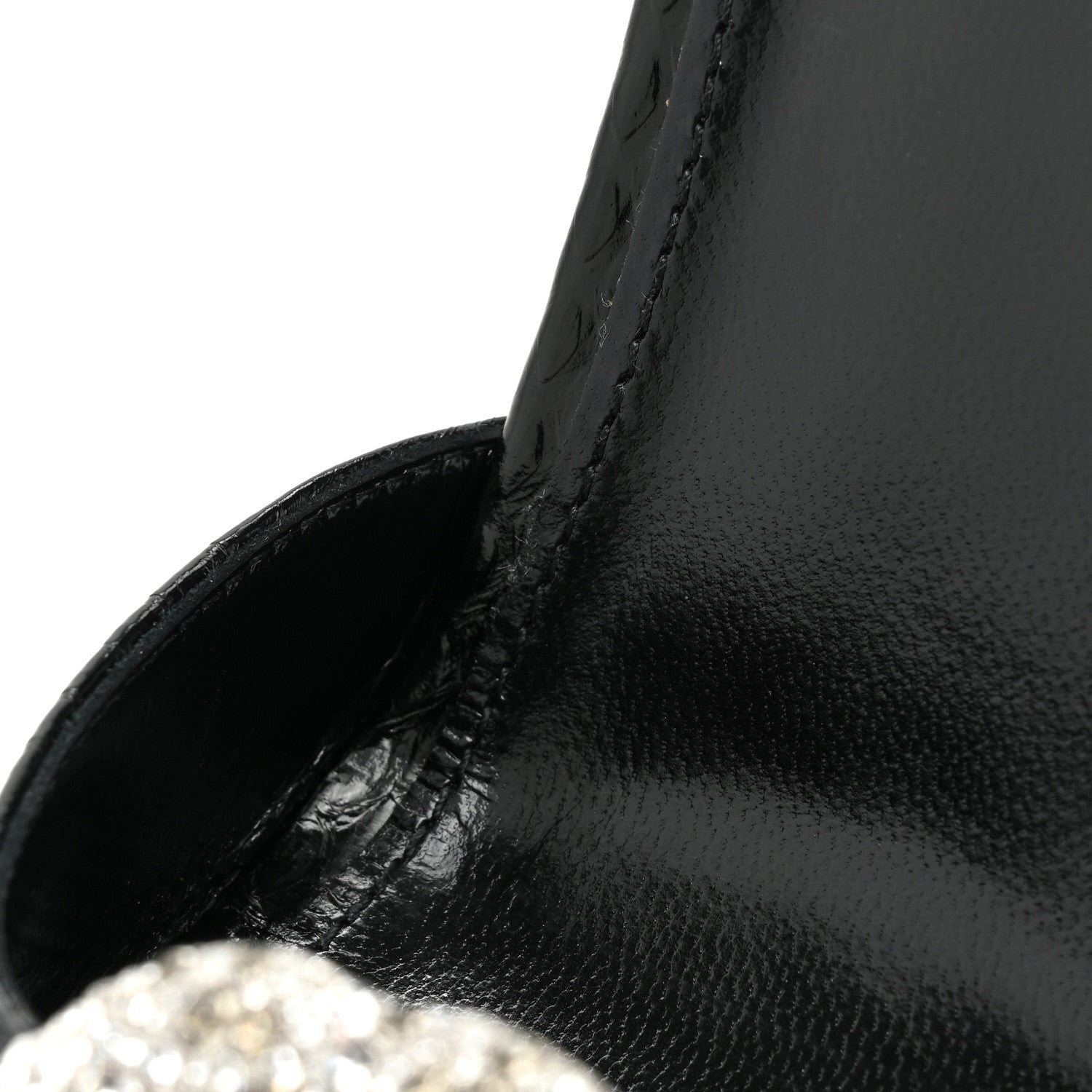 Saint Laurent Ayers Snakeskin Embossed Crystal Giqua 115 Sandals 40.5 Black 7 of 10
