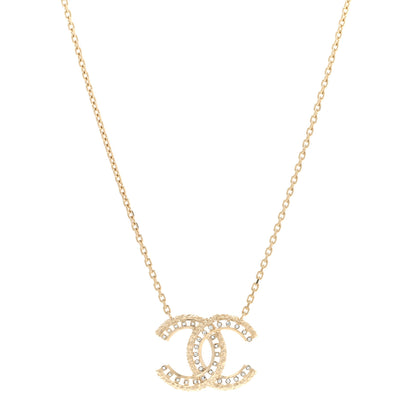 Chanel Crystal Textured CC Necklace Gold 1 of 7
