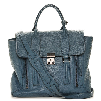 3.1 Phillip Lim 3.1 Textured Calfskin Medium Pashli Satchel Denim Blue 1 of 7