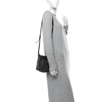 Miu Miu Nappa Jeweled Grommet Starlight Bucket Bag Black 3 of 10