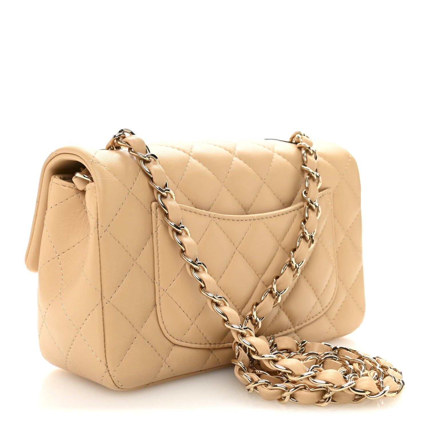 Chanel Lambskin Quilted Mini Rectangular Flap Beige 3 of 11