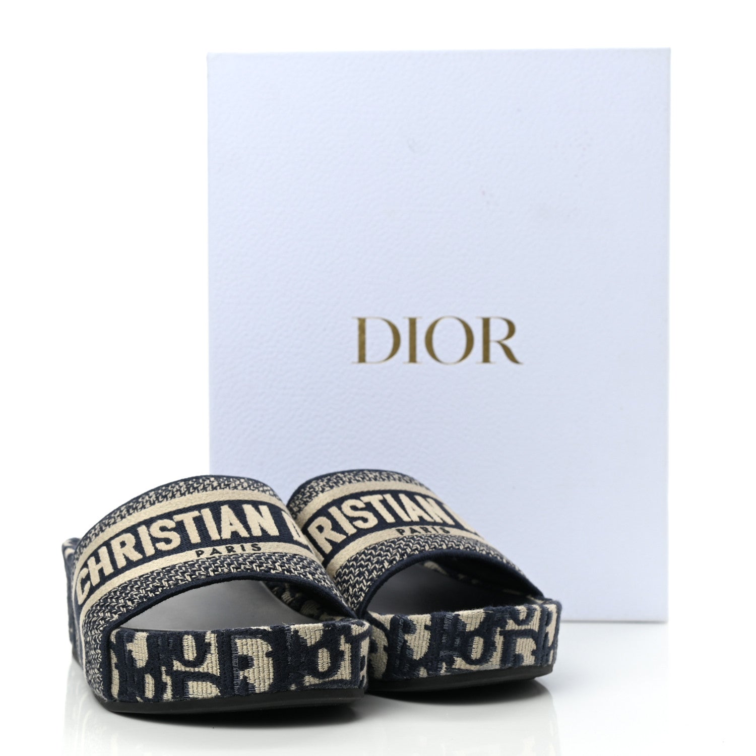 Christian Dior Oblique D-Way Platform Slide Sandals 38 Deep Blue 9 of 9