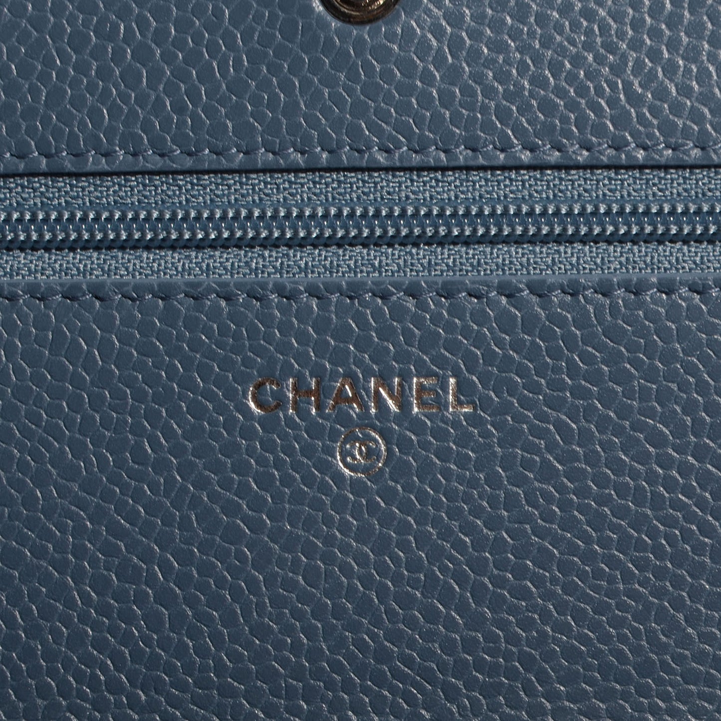 Caviar Quilted Wallet on Chain WOC Blue