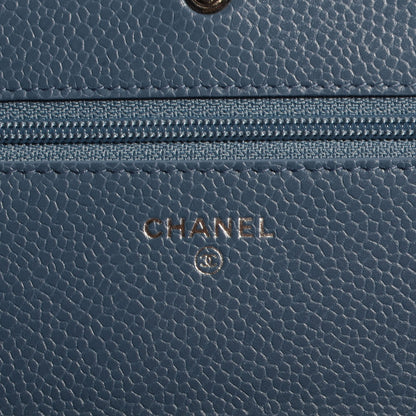 Chanel Caviar Quilted Wallet on Chain WOC Blue 6 of 8