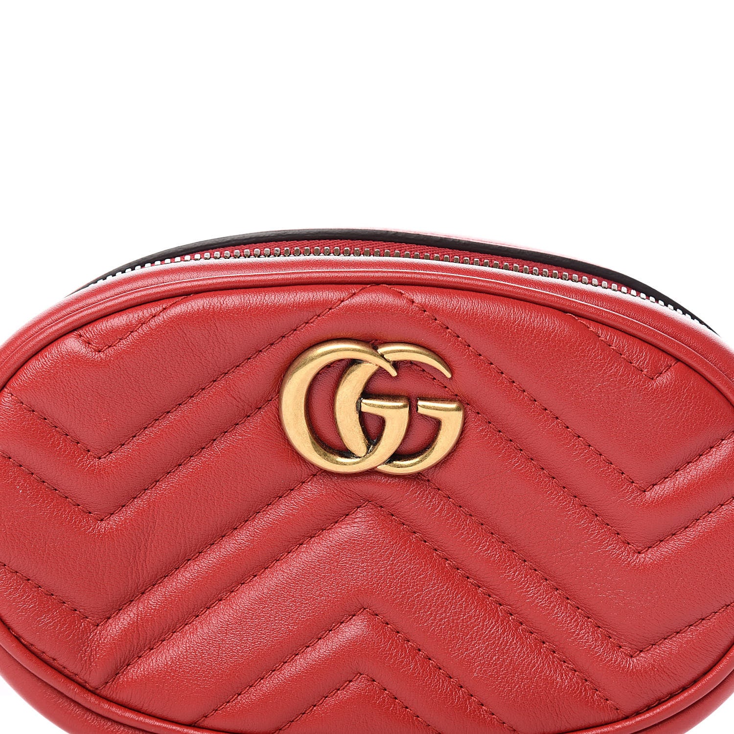 Gucci Calfskin Matelasse GG Marmont Belt Bag 85 34 Hibiscus Red 9 of 11