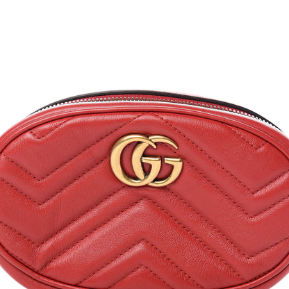 Gucci Calfskin Matelasse GG Marmont Belt Bag 85 34 Hibiscus Red 9 of 11