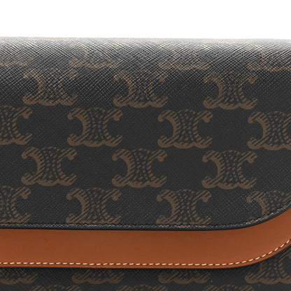 Celine Triomphe Canvas Lambskin Wallet On Strap Tan 7 of 10