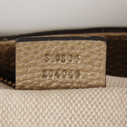 Gucci Metallic Pebbled Calfskin Large Soho Chain Shoulder Bag Golden Beige 7 of 7