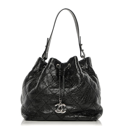Chanel Glazed Calfskin On The Road Drawstring Tote Black 1 of 7