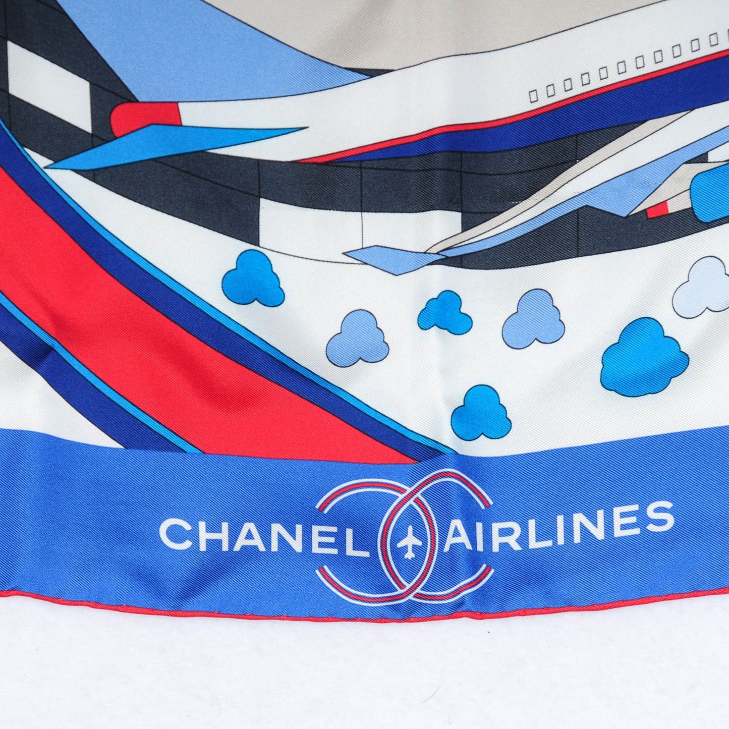 Silk CC Airlines Square Scarf Ivory