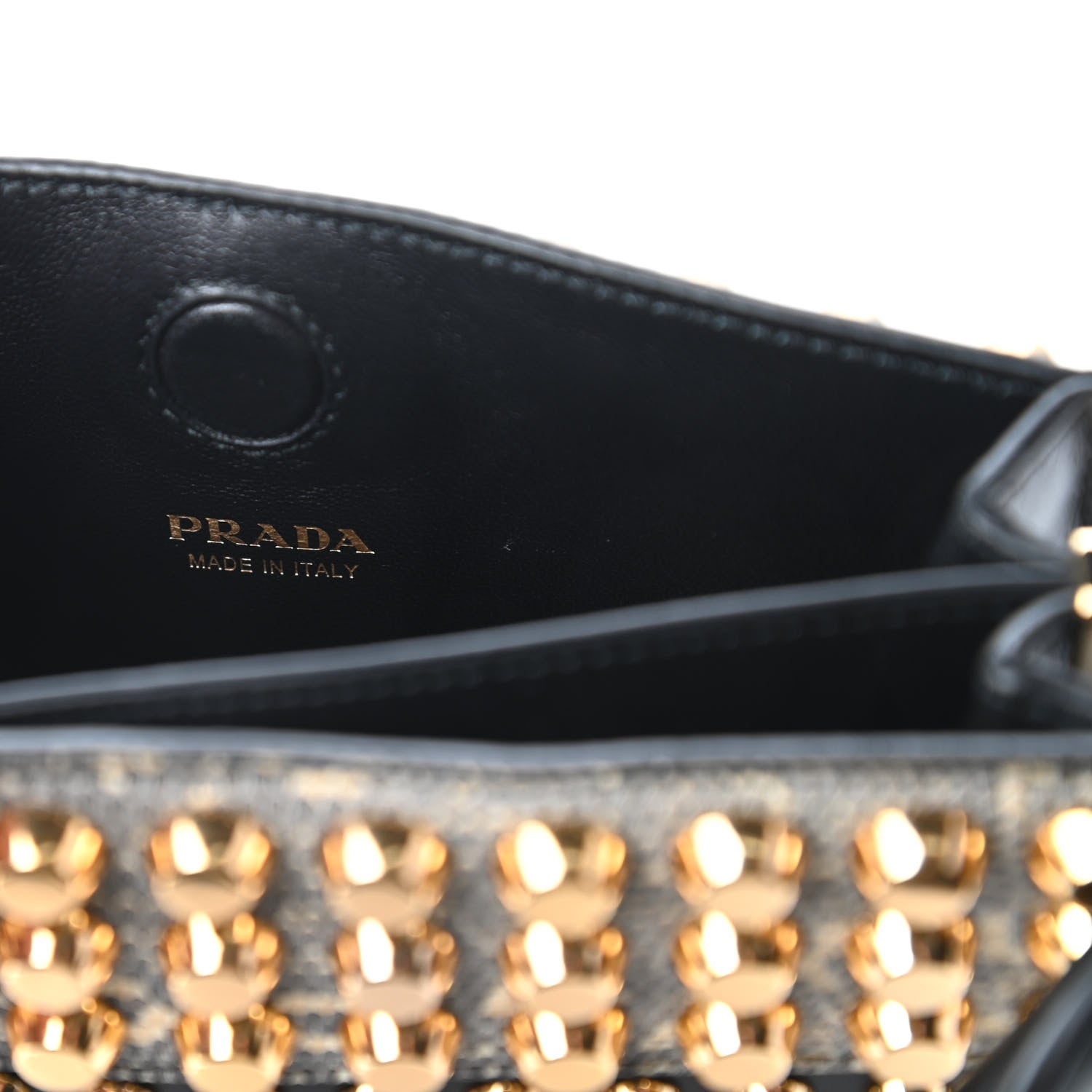 Prada City Calfskin Lucer Studded Small Margit Bag Black Roccia 8 of 9