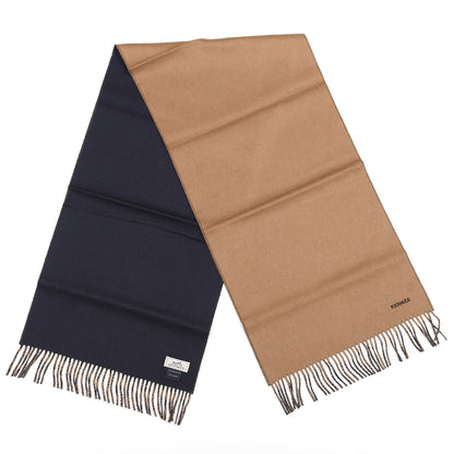 Hermes Cashmere Recto Verso Muffler Camel Marine 2 of 4