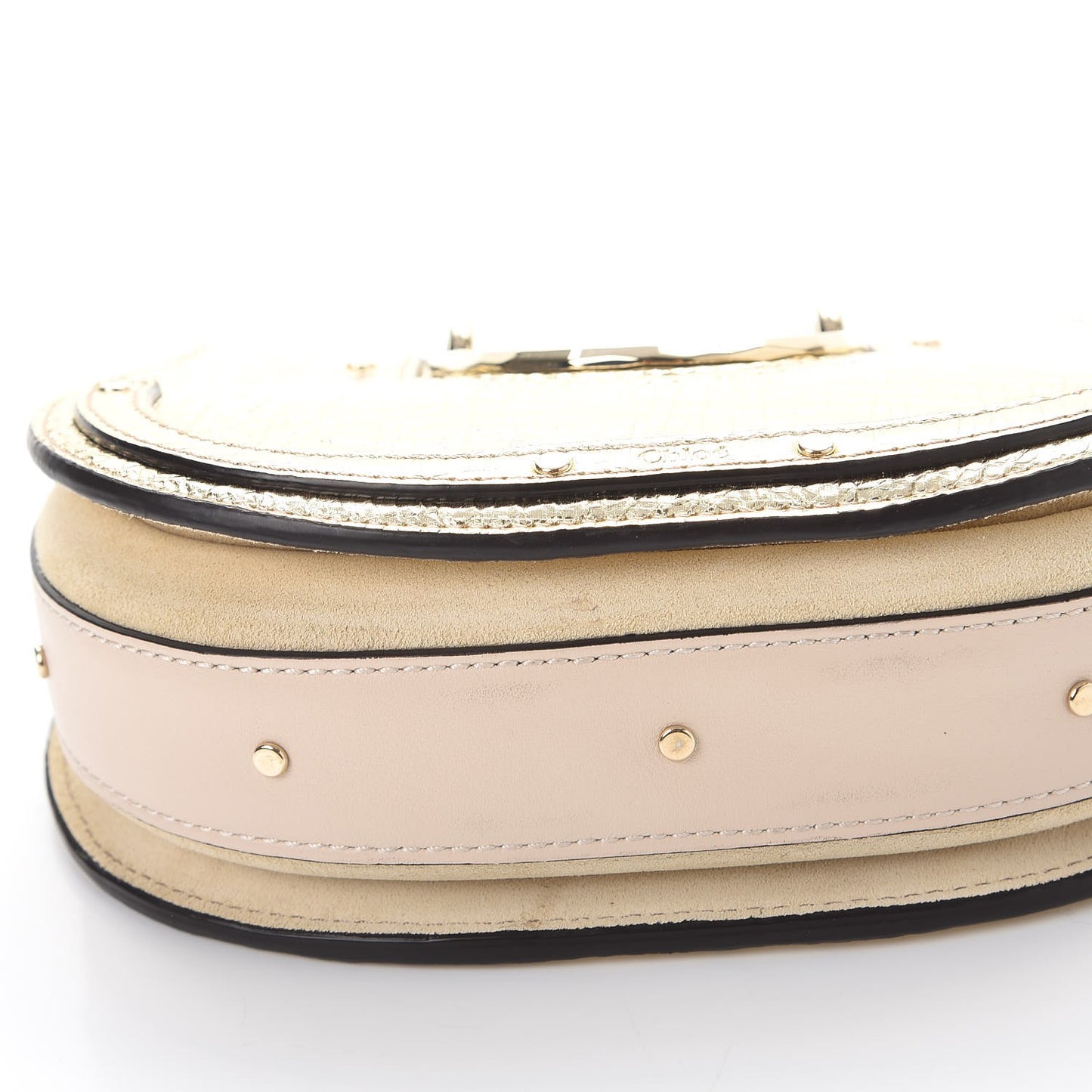 Metallic Calfskin Lambskin Suede Mini Pixie Signature Belt Bag Gold