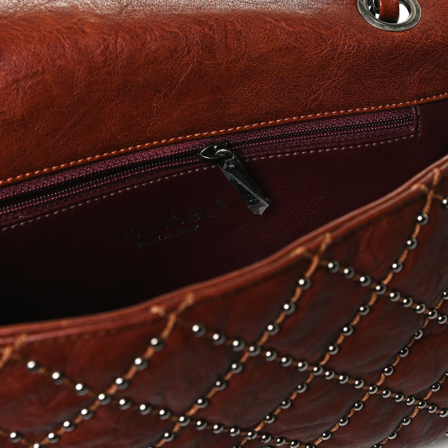 Chanel Studded Calfskin Lambskin Paris Dallas Flap Brown 14 of 15