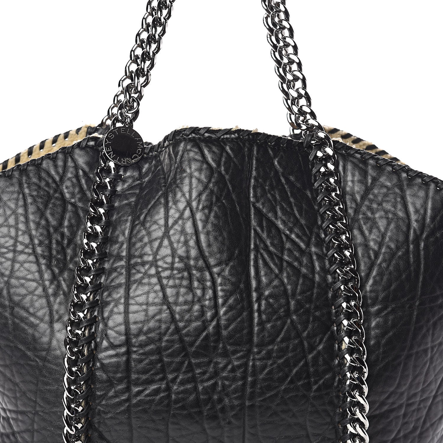 Stella McCartney Faux Shearling Chain Falabella Tote Black 7 of 9