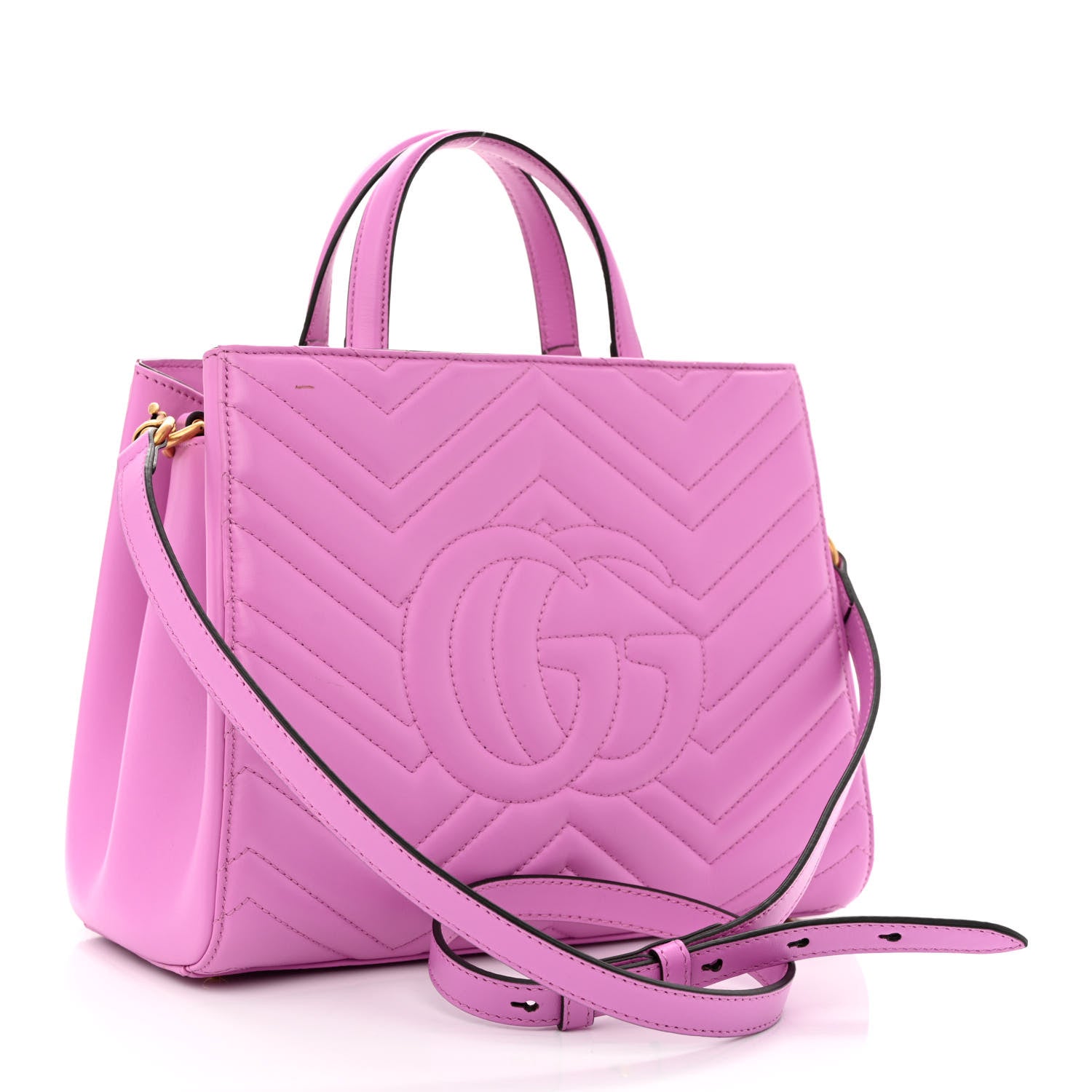 Gucci Calfskin Matelasse Small GG Marmont Tote Candy Mousse 3 of 12