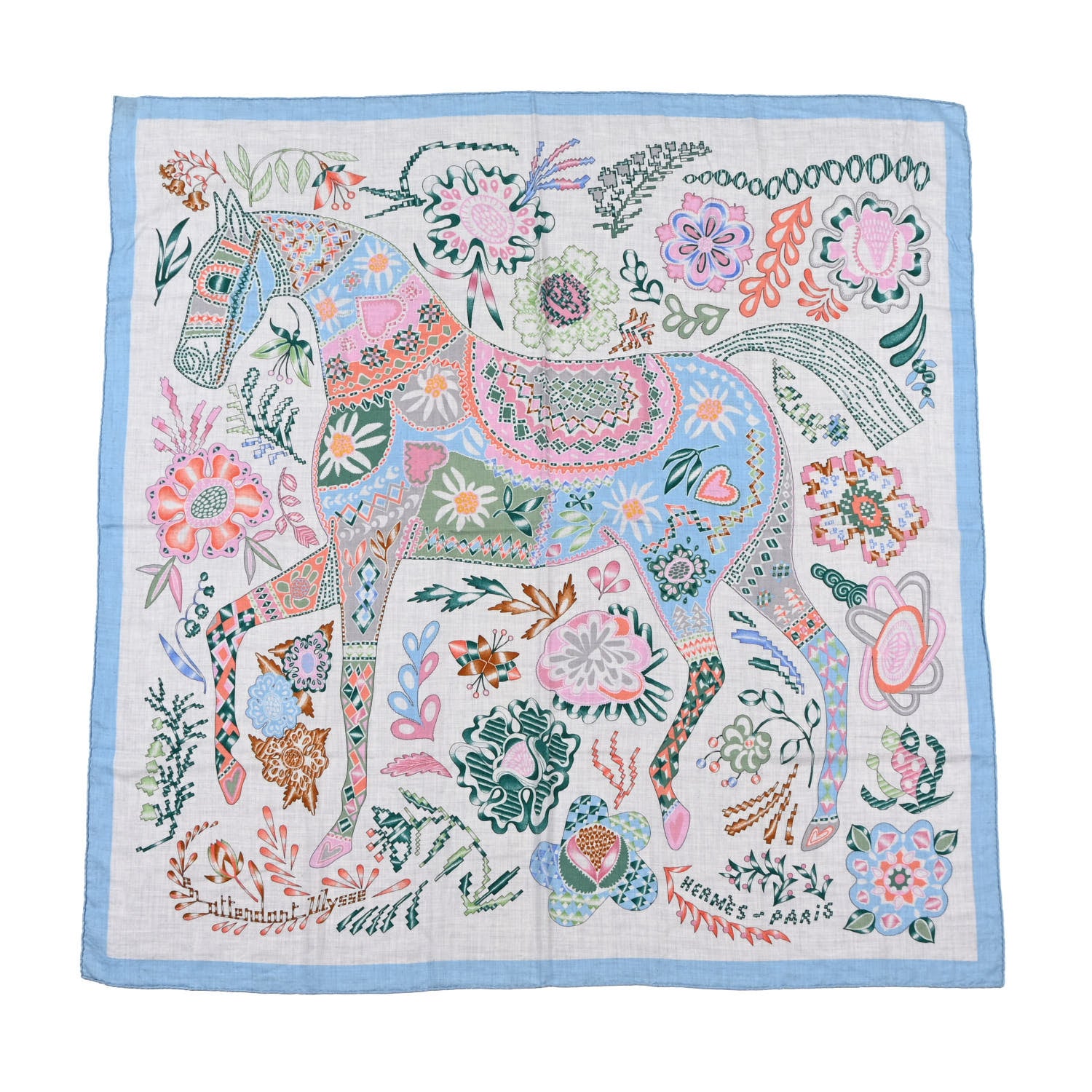 Hermes Cashmere Silk En Attendant Ulysse Shawl 140 1 of 5