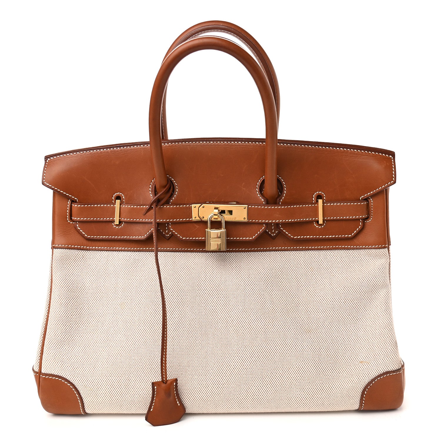 Hermes Toile Barenia Birkin 35 Fauve 1 of 17