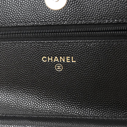 Chanel Shiny Caviar Enamel Quilted CC Wallet On Chain WOC Black 5 of 11