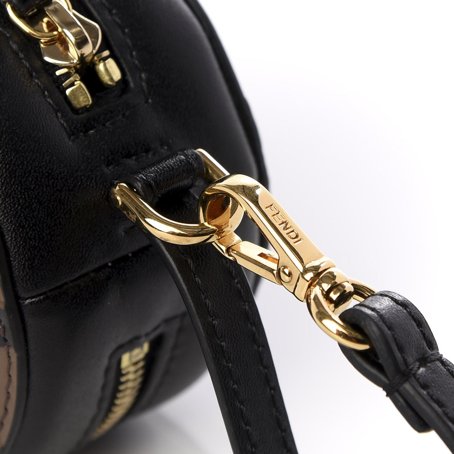 Calfskin FF 1974 Embossed Help Bag Charm Maya Black