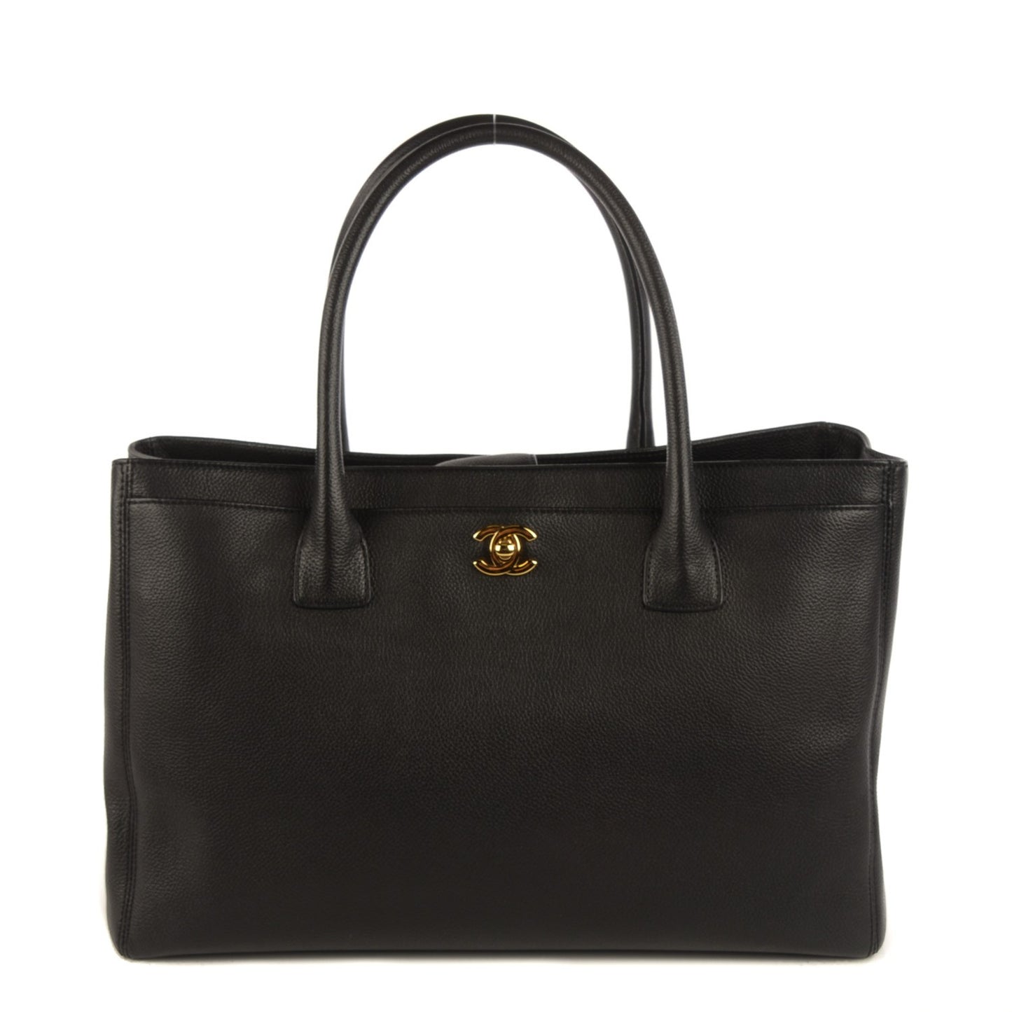 Calfskin Cerf Executive Shopper Tote Black
