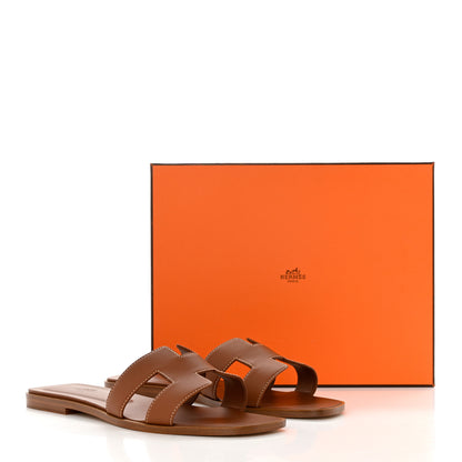 Hermes Box Calfskin Oran Sandals 41 Gold 9 of 9