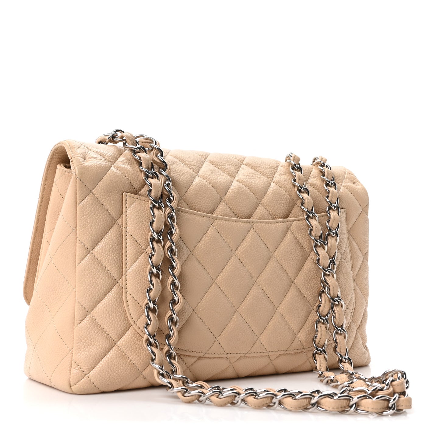 Caviar Quilted Jumbo Single Flap Beige Clair