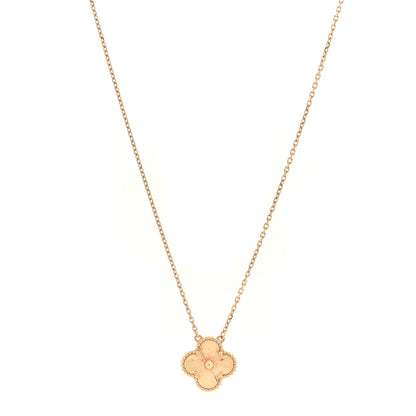 Van Cleef & Arpels 18K Yellow Gold Guilloche Vintage Alhambra Pendant Necklace 1 of 5