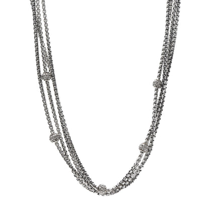 David Yurman Sterling Silver 18K Yellow Gold Diamond Four-Row Ball Necklace 1 of 7