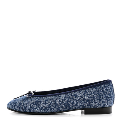 Chanel Denim Camellia Print Ballerina Flats 36.5 Dark Blue 1 of 10