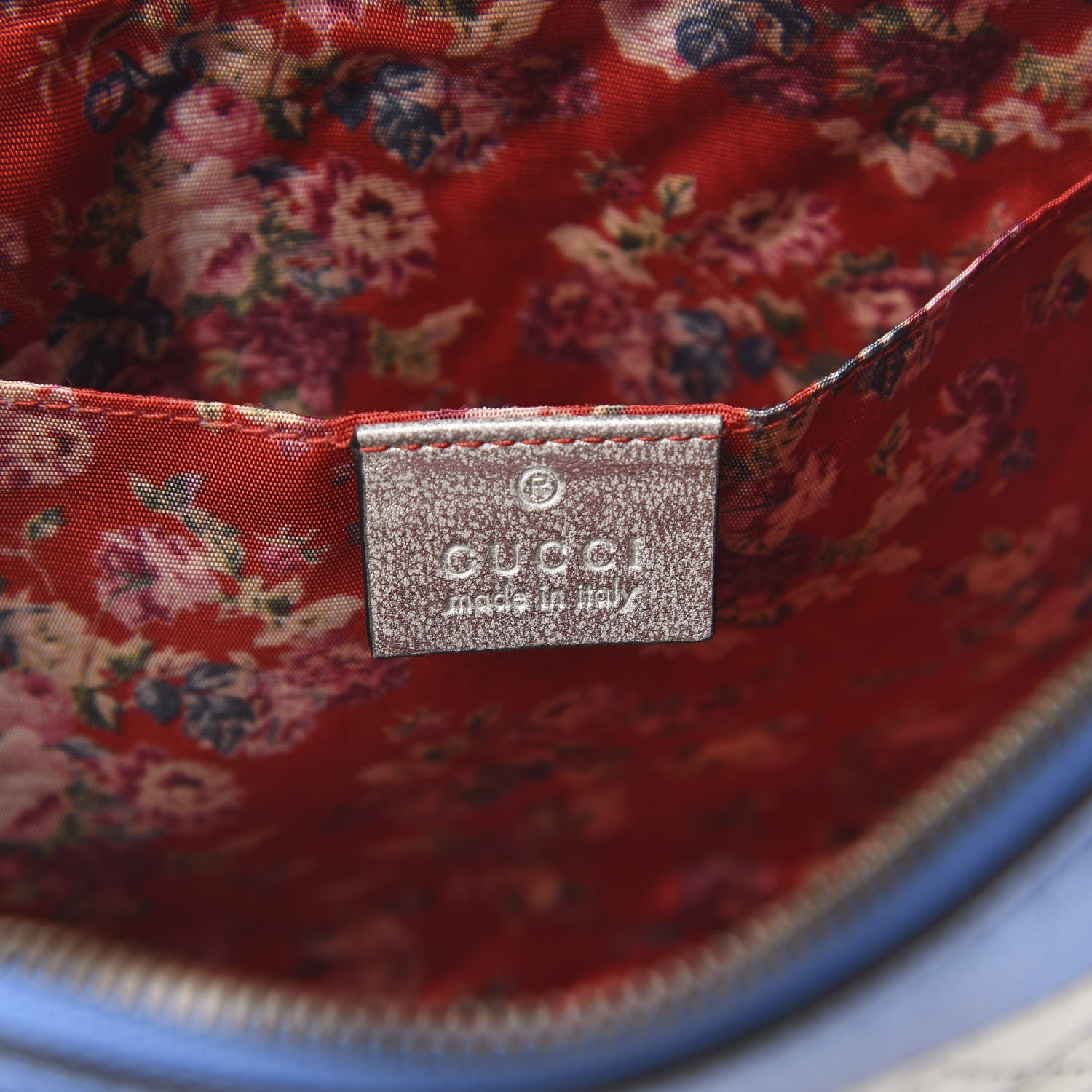 Gucci Laminated Nappa Trapuntata Small Zumi Shoulder Bag Rosso Marine Argento 6 of 10