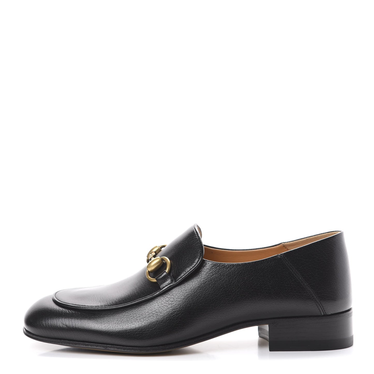 Goatskin Womens Horsebit Mid-Heel Loafers 37.5 Black