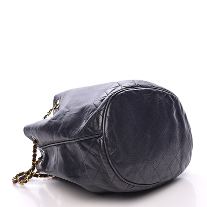 Chanel Lambskin CC Drawstring Bag Navy Blue 4 of 17