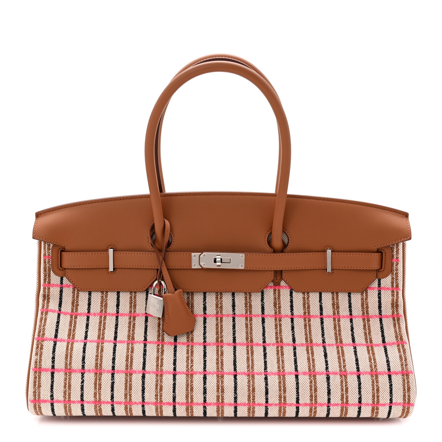 Hermes Toile Swift Broderie Shoulder Birkin Light 39 Gold Fauve Rose Pop Black 1 of 10