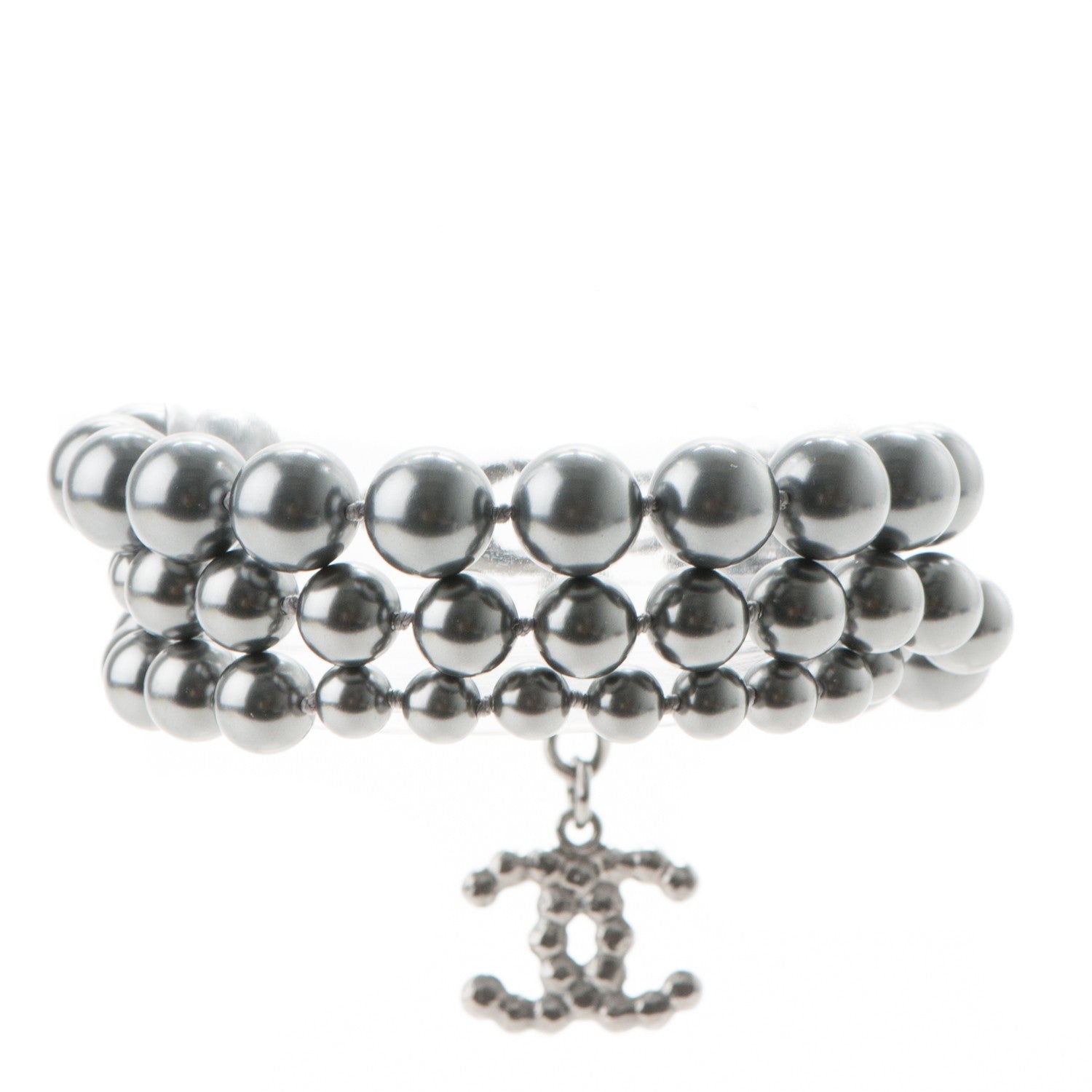Chanel Pearl Bead CC Multistrand Bracelet Pearly Grey 1 of 5