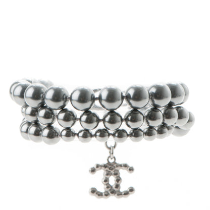 Chanel Pearl Bead CC Multistrand Bracelet Pearly Grey 1 of 5