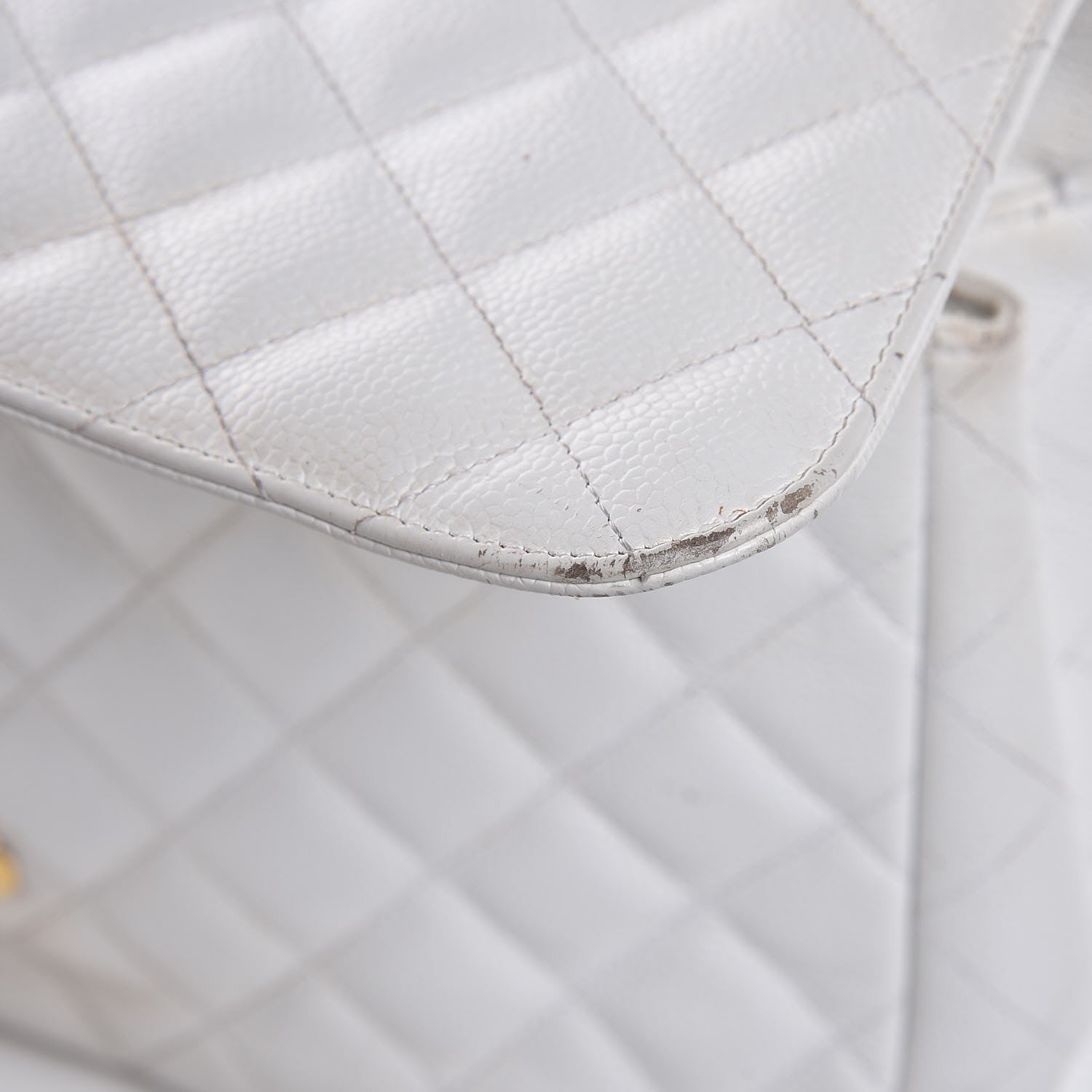 Chanel Caviar Quilted Jumbo Single Flap White 18 of 32