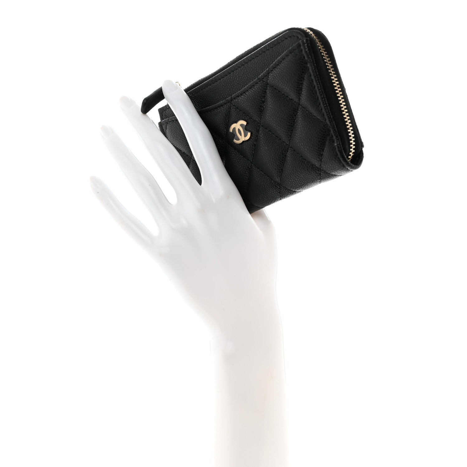 Chanel Caviar Quilted CC Zip Around Card Holder Black 2 of 7