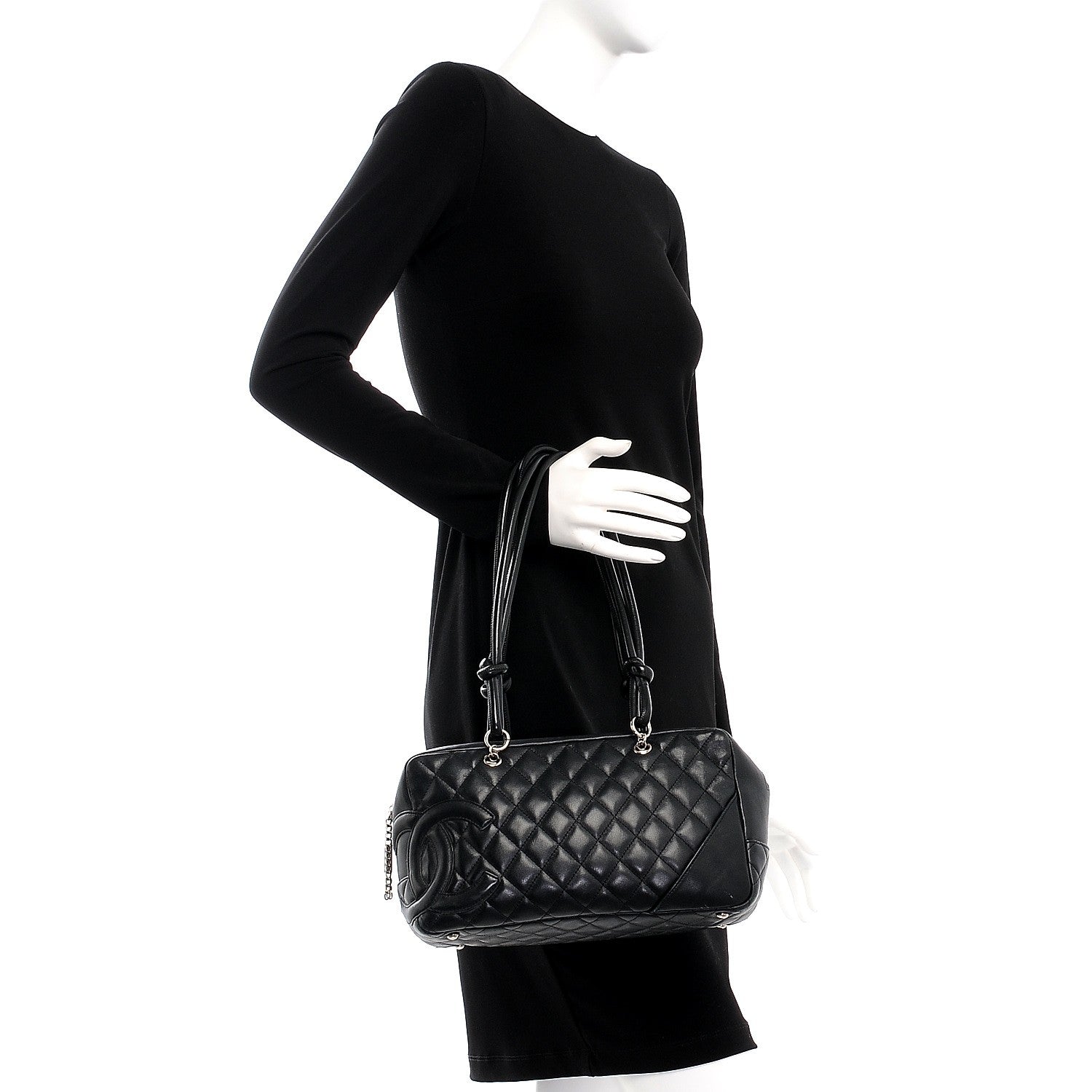 Chanel Calfskin Quilted Large Cambon Bowler Black 2 of 8
