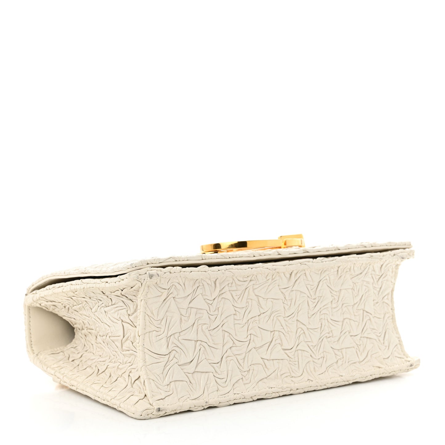 Wavy-Effect Lambskin 30 Montaigne Chain Flap Bag White