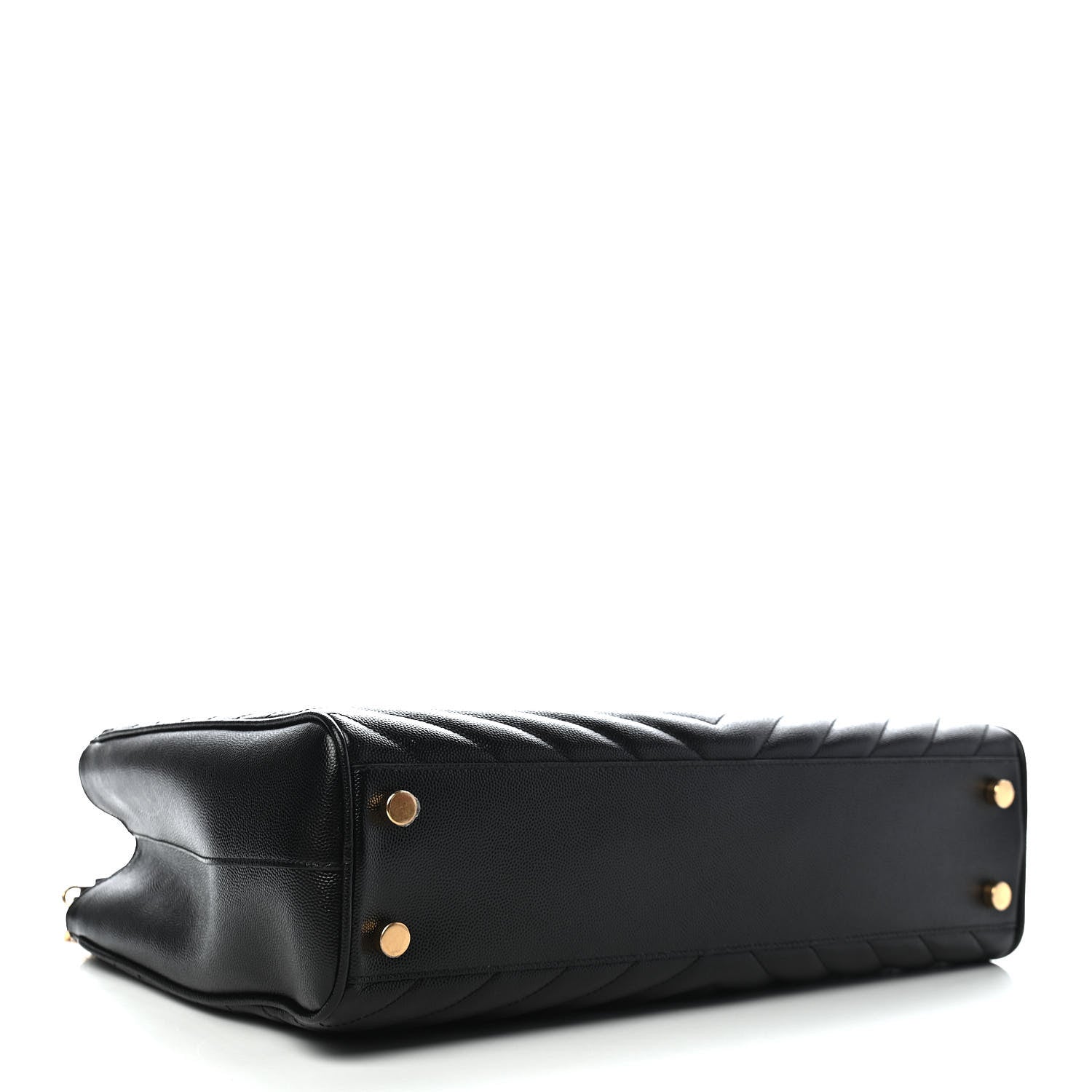 Saint Laurent Grain De Poudre Matelasse Chevron Monogram Shopping Bag Black 4 of 8
